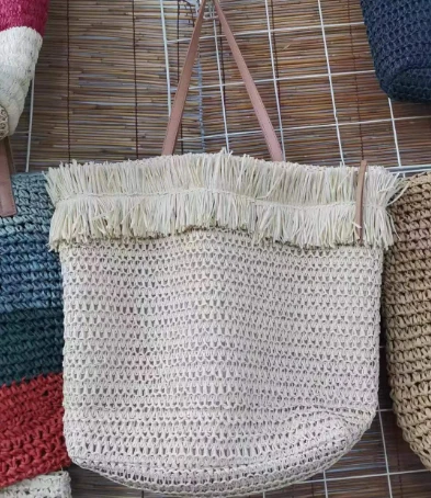 Beidge Stitched Tassels Shopping Dame Bag