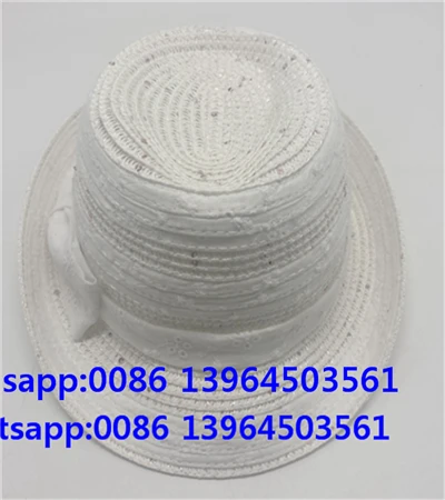 Hvit Straw Fedora Hat Myk Openwork Summer Hat