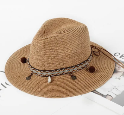 Ribbon Straw Dame Beach Hat