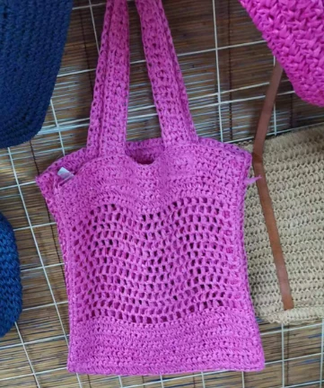 Rosa tilpasset heklet papir dameveske med logo