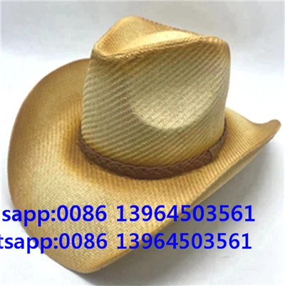 Halm solhatt for menn Cowboy papirhatt