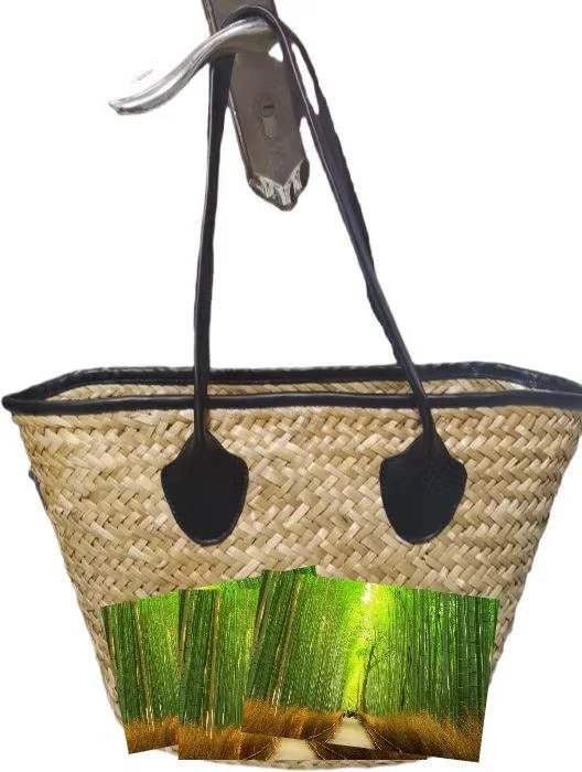 Designet naturlig maleri halm skulderposer