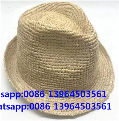 Håndvevd heklet Fedora myk stråhatt