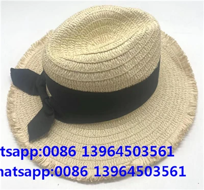 Svart sløyfe dusk Fedora Sun stråhatt
