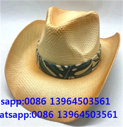 Menn Western Ribbon Cowboy Halm Fisher Man Solhatt