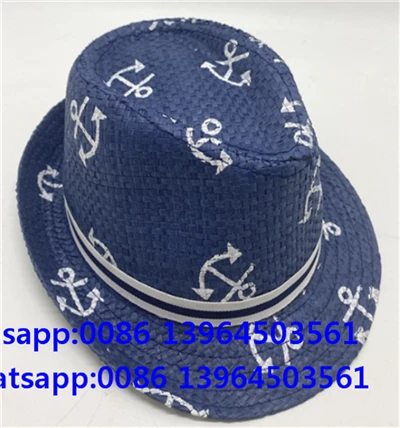 Ankertrykt papirstrå Fedora Hat