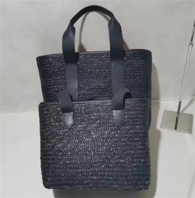 Black Wheat Woven Women Bag Ett sett