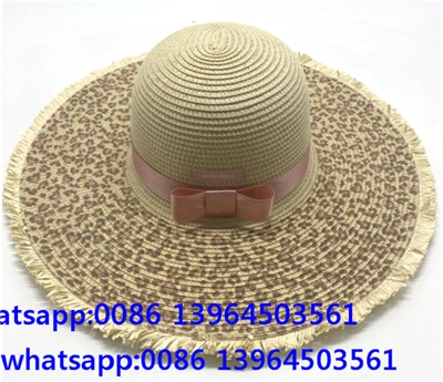 Dame Storbrem Summber Beach Hat Med Leopard Flekk