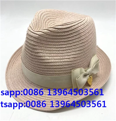 Lys rosa kvinner papir halm fedora cap sol hatt