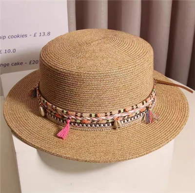 Boho Chic brunt papir halmhatt for kvinner