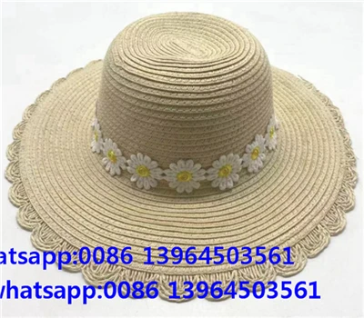 Daisy Ribbon Wide Rim Woven Paper Straw Women Hat