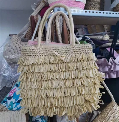 Håndvevd dusker Beidge Straw Bag