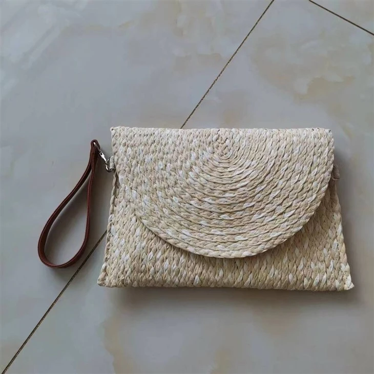 Women Straw Braids Clutch Bag
